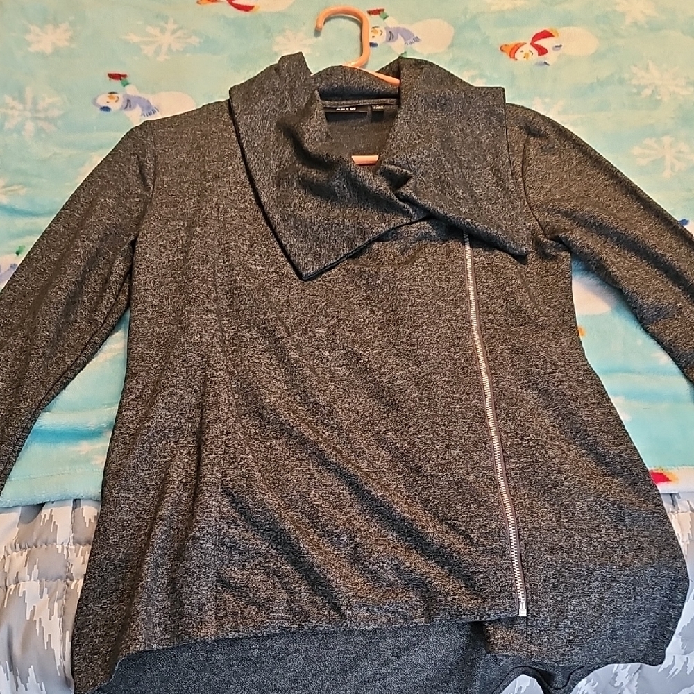 Apt. 9 Charcoal Textured Jacket Side Zip